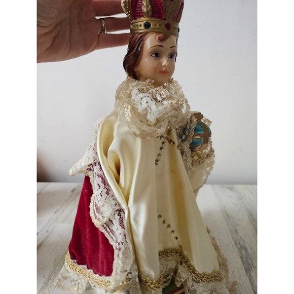 Vintage chalkware 17" infant of Prague statuary Italian Italy religious statue f - Picture 6 of 16